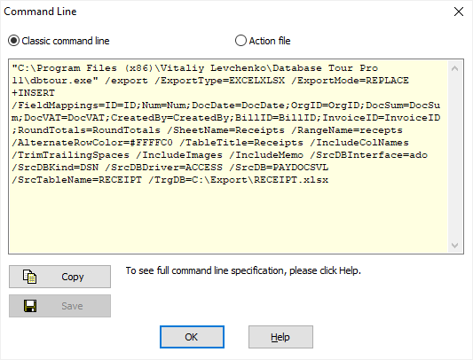 Generated Command Line