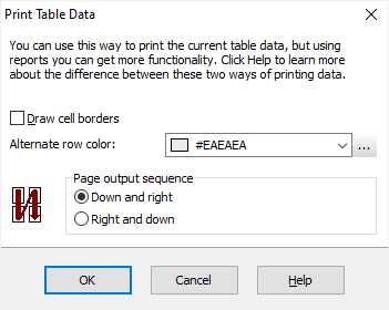 Printing Table Data in Database Tour
