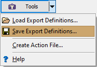 Saving Export Definitions