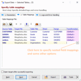 Table mappings when exporting to Excel