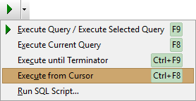 Меню кнопки Виконати Запит